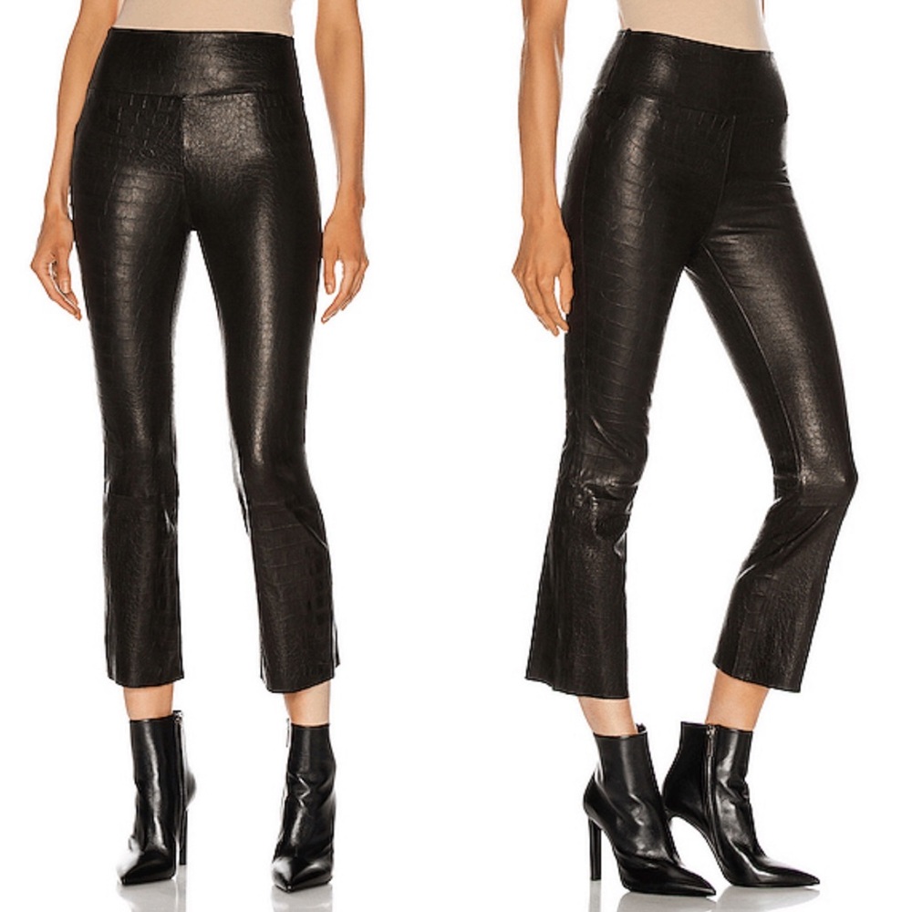SPRWMN Embossed Crop Flare 100% leather in Black size med NEW! New with tags!
